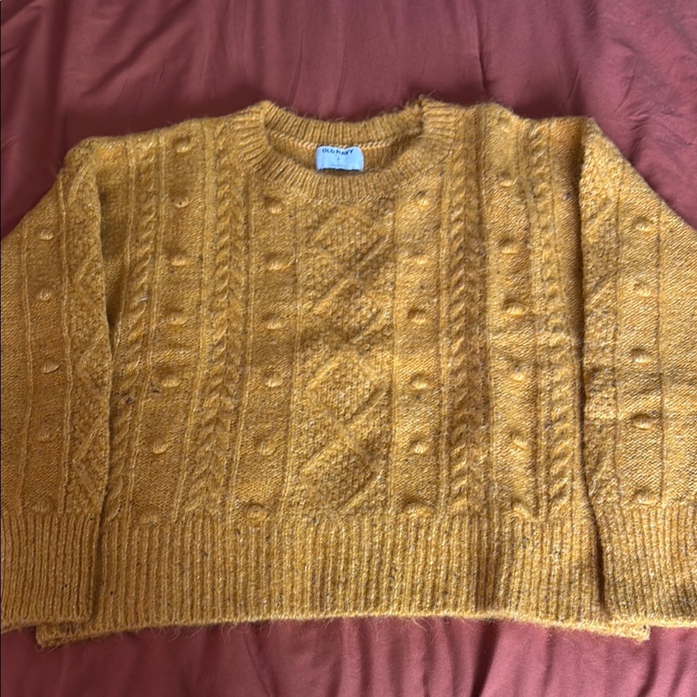 Old Navy Yellow Cable Knit Crew Neck Sweater